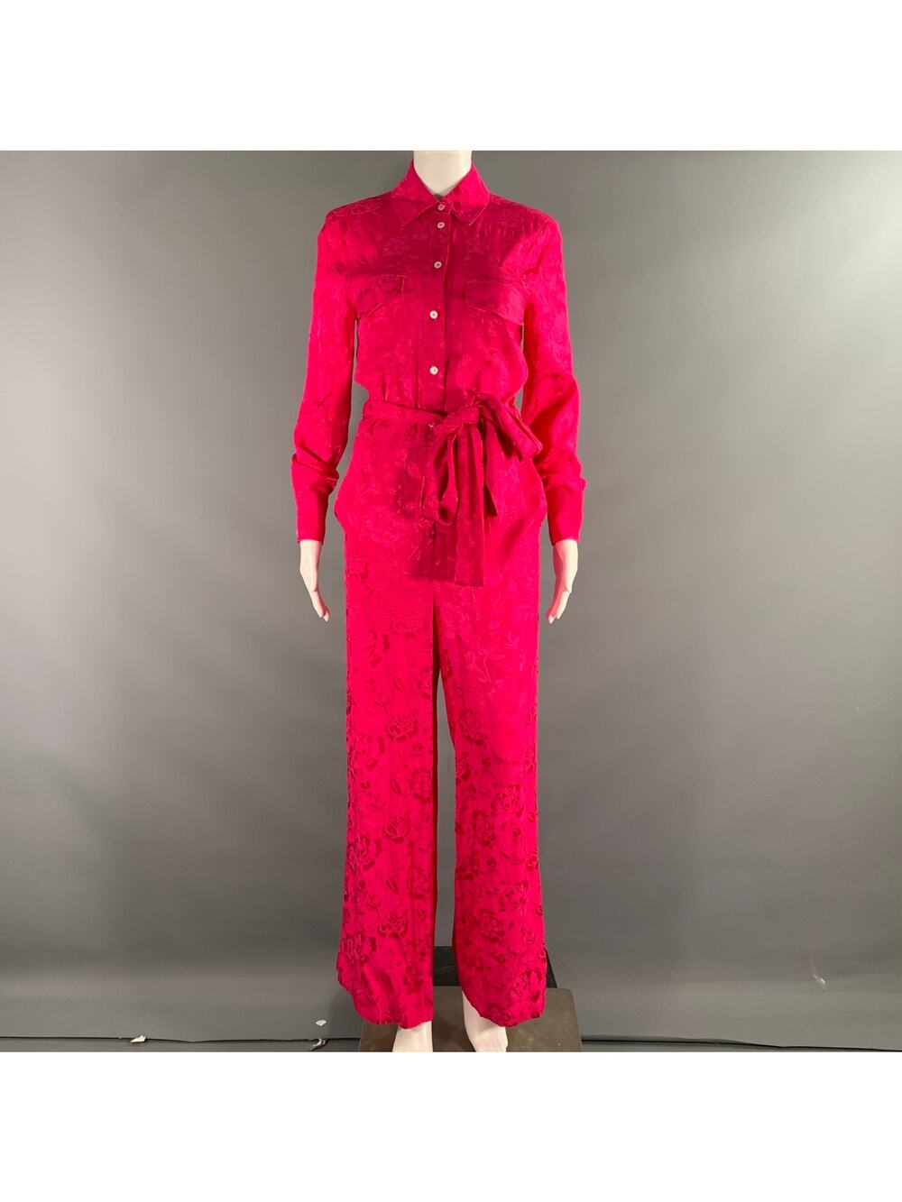 STAUD Size XS Pink Viscose Rayon Jacquard Ballon Overalls & Jumpsuits